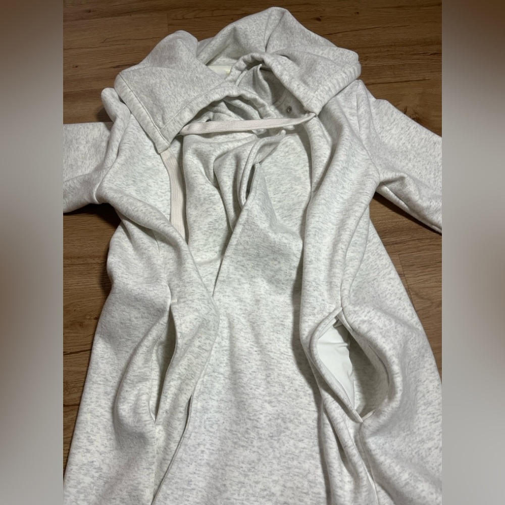 Zella Wrap Hoodie Medium Cream Fleece Athleisure Snap Front